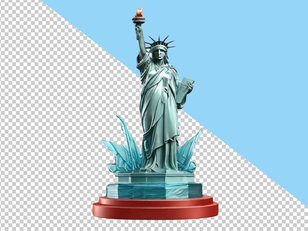 PSD psd of a 3d statue of liberty on transparent background