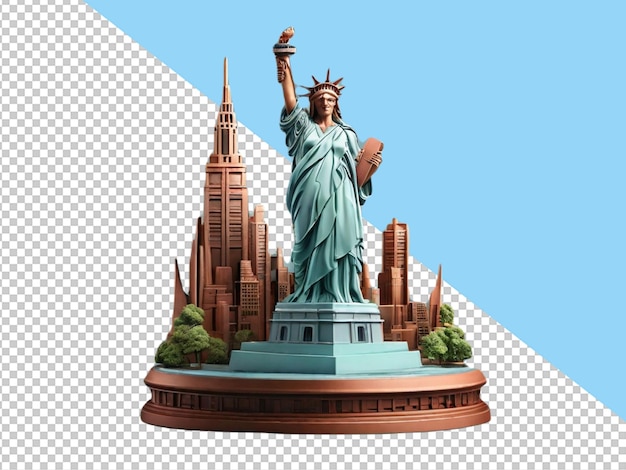 PSD psd of a 3d statue of liberty on transparent background