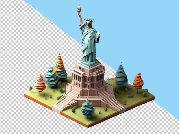 PSD psd of a 3d statue of liberty on transparent background