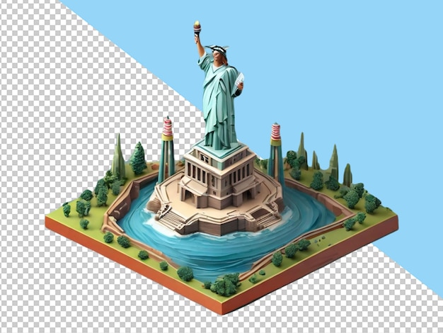 PSD psd of a 3d statue of liberty on transparent background