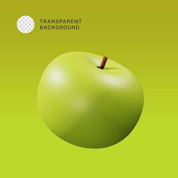 PSD 3D stylized green apple fruit