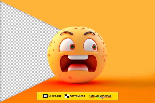 Psd 3d Summer Emoji, потеющий в жару. эмодзи солнца с удивленным выражением лица