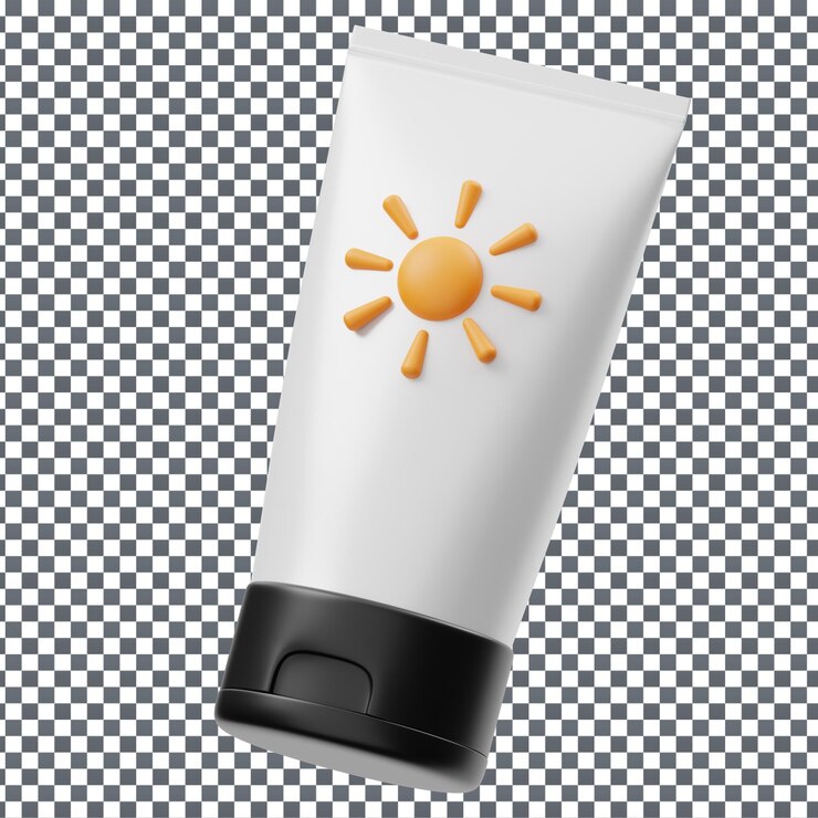 PSD 3D suncreame icon on Isolated and transparent background