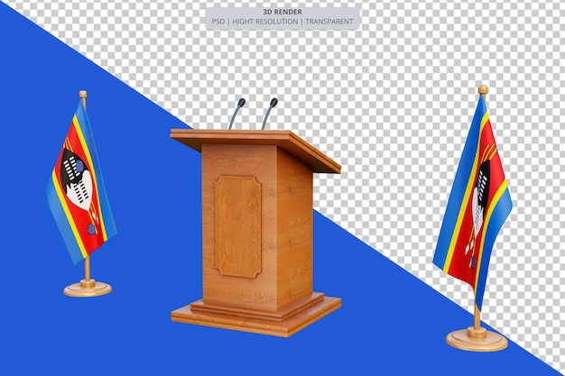 Psd 3d swaziland presidential election podium with flag