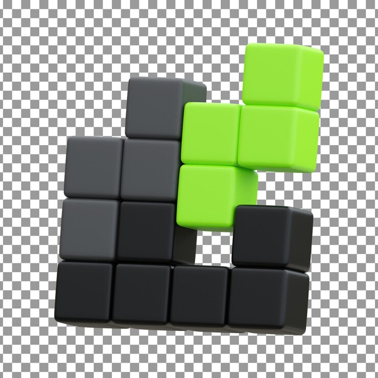 PSD psd 3d tetris game icon on isolated and transparent background