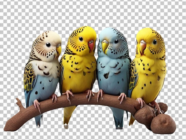 PSD psd of a 3d three budgies are in the roost