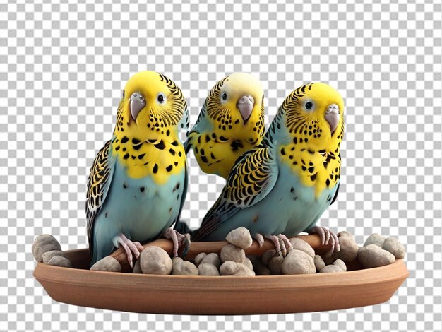 PSD psd of a 3d three budgies are in the roost