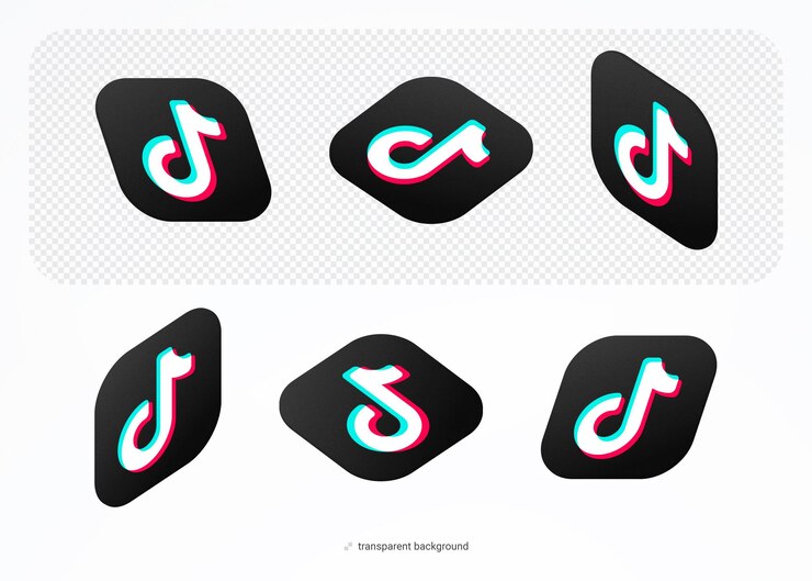 PSD psd 3d tiktokアイコンソーシャルメディアロゴセット分離