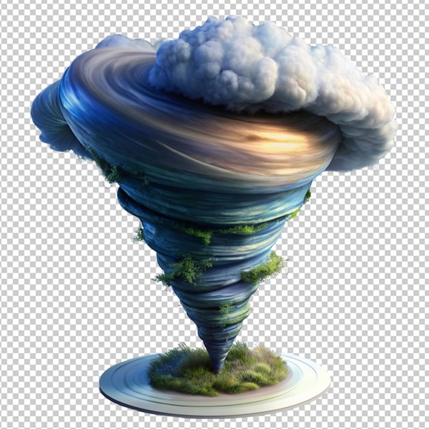 Psd of a 3d tornado hurricane vector cyclone storm effect on transparent background