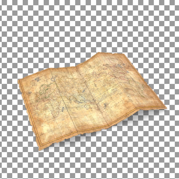 psd 3d treasure map icon on isolated and transparent background