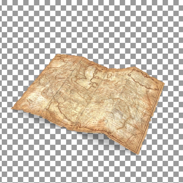 PSD 3D Treasure Map icoon op geïsoleerde en transparante achtergrond