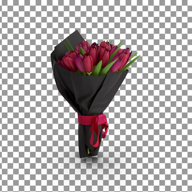 PSD icona di bouquet di tulipani psd 3d su sfondo isolato e trasparente