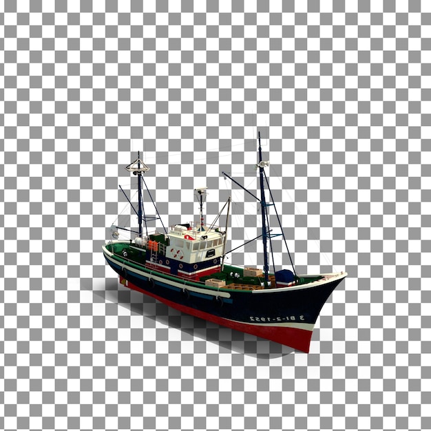 PSD 3D Tuna Boat Top op een geïsoleerde en transparante achtergrond