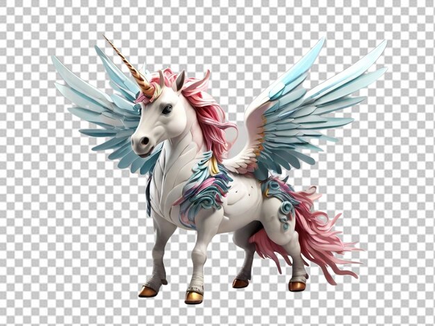 Psd of a 3d unicorn with wings that has wings