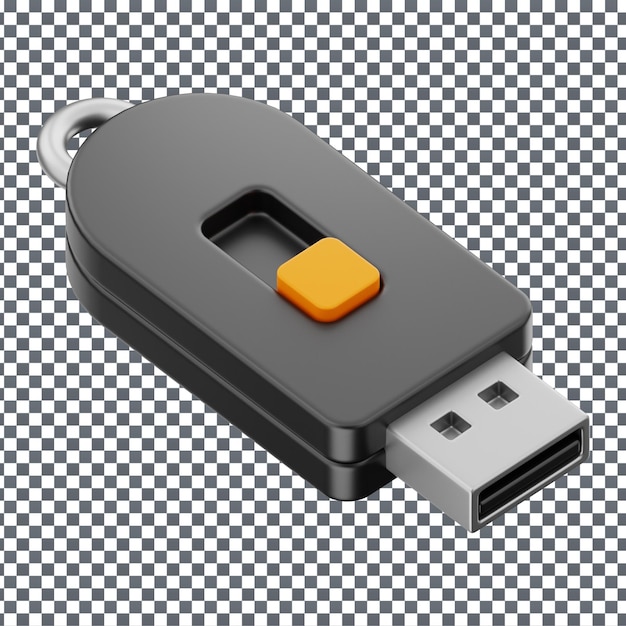 PSD icona di unità usb psd 3d su sfondo isolato e trasparente