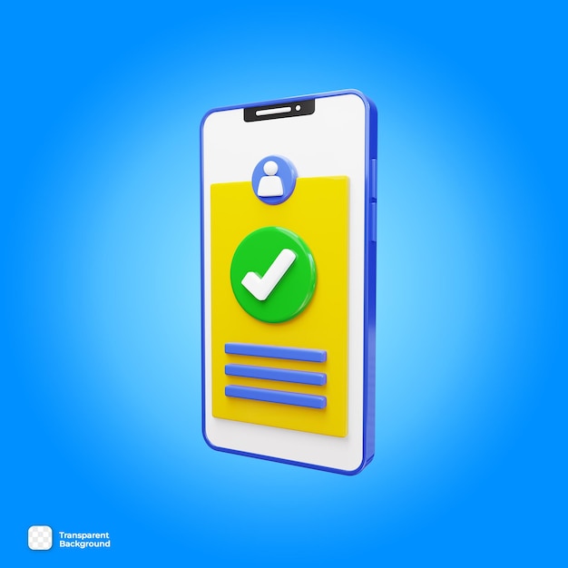 Psd 3d verified account on a smartphone with a checklist