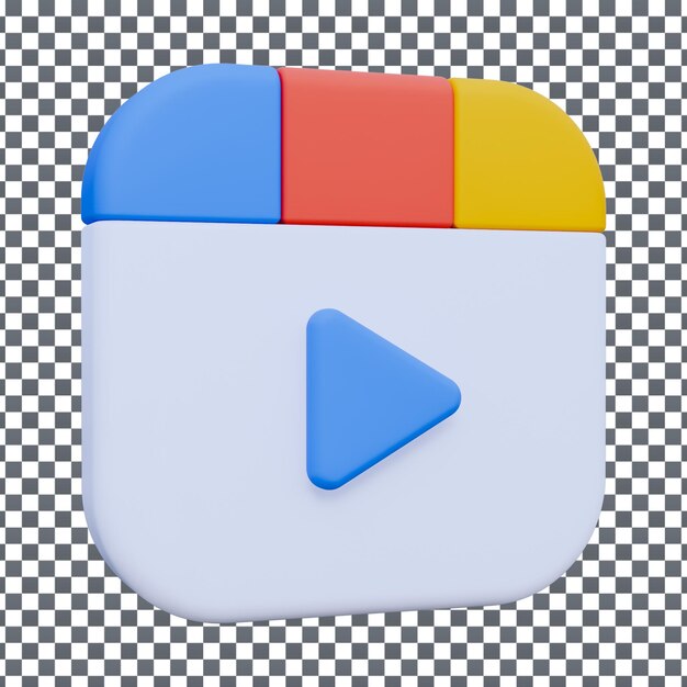 Psd 3d video icon on isolated and transparent background