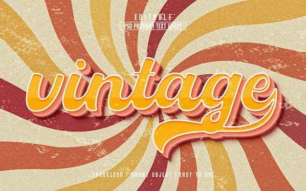 Psd 3d vintage psd text effect style editable