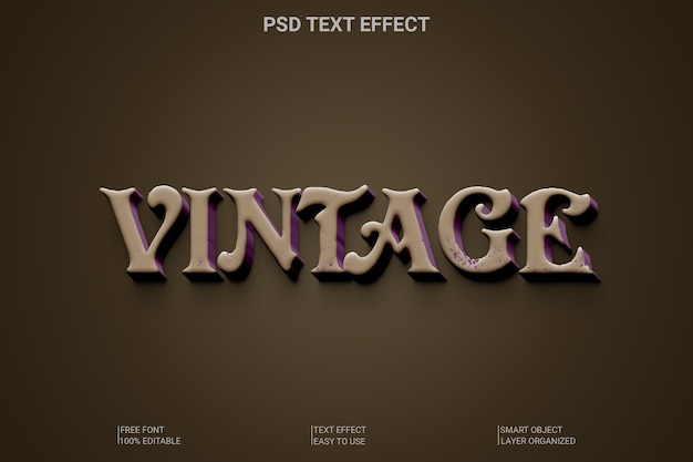 PSD effetto di stile di testo vintage psd 3d