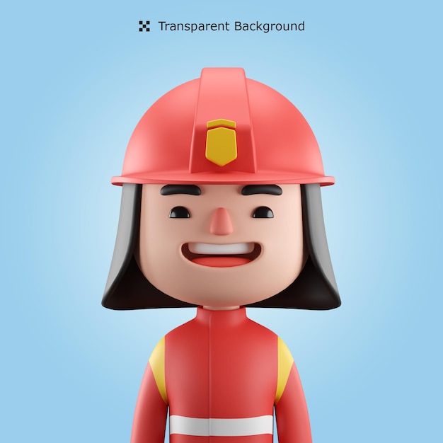 Psd 3d vrouwelijke brandweerman cartoon avatar