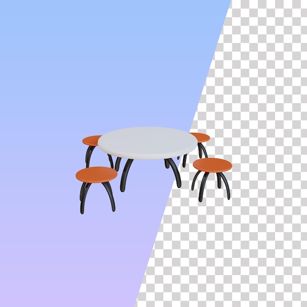 PSD 3D-weergave Van Tafels En Stoelen