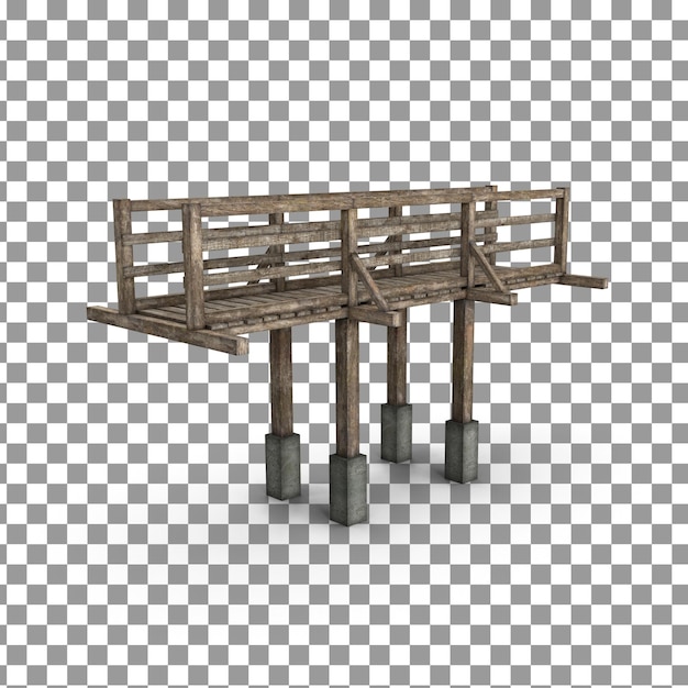 PSD psd 3d wooden bridge on isolated and transparent background