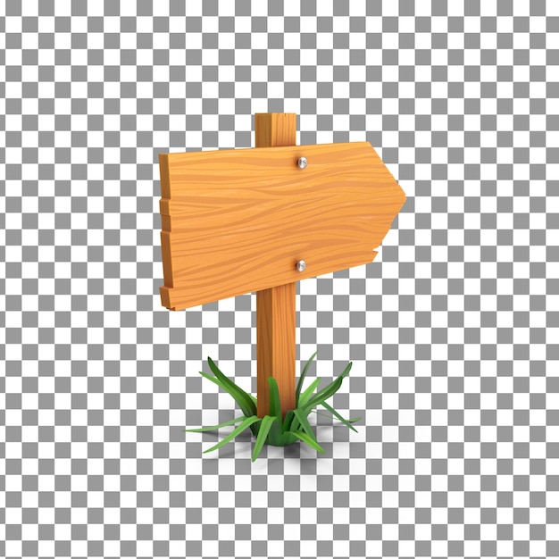 Psd 3d wooden sign icon on isolated and transparent background