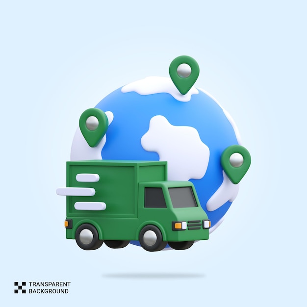 Psd 3d worldwide delivery icon