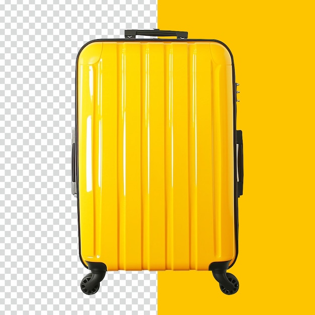 PSD psd 3d желтый чемодан или сумка для багажа на изолированном прозрачном фоне