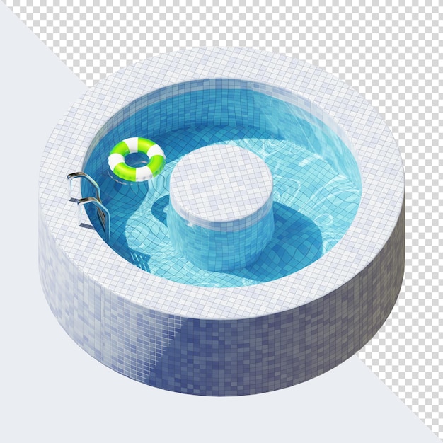 PSD 3D zwembad brief met zwembad ring blauwe tegels en water