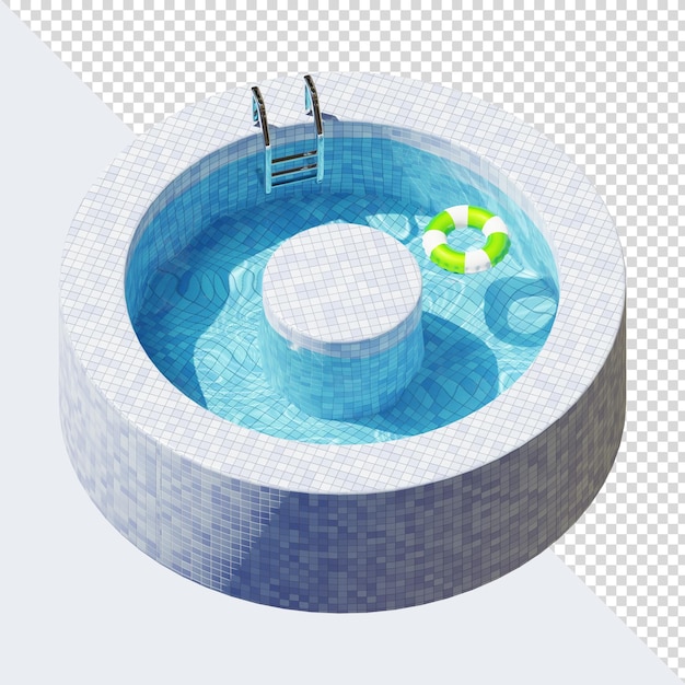 PSD 3D zwembad brief met zwembad ring blauwe tegels en water