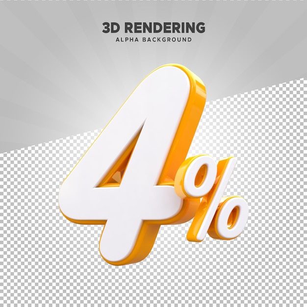 Psd 4 percent 3d rendering with alpha background