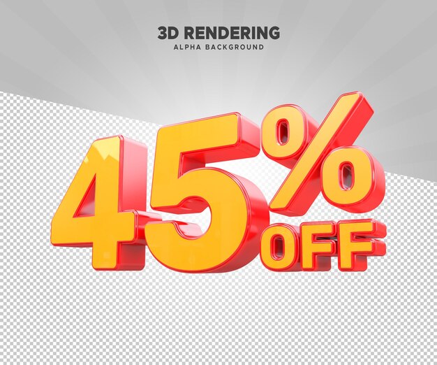 PSD 45 procent korting op 3D-rendering met alpha achtergrond