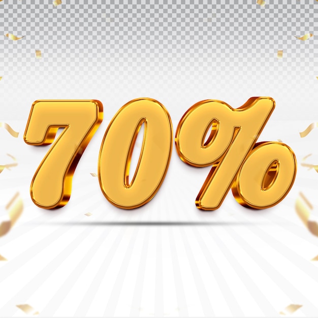 PSD psd 70 percent offer in 3d rendering isolated color golden