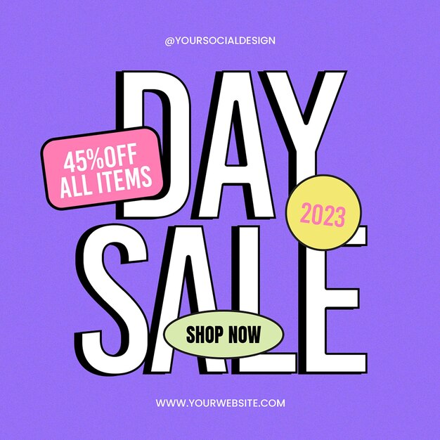 Psd 90's day sale instagram social media post template