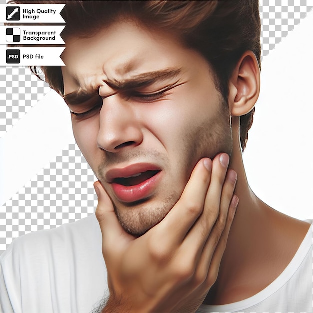 PSD psd человек с зубной болью на прозрачном фоне с редактируемым слоем маски