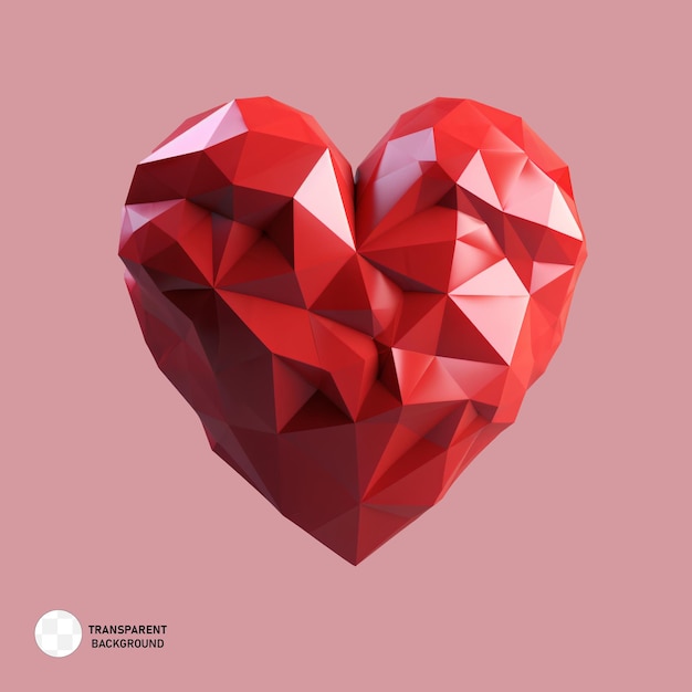 PSD A red heart 3D render illustration