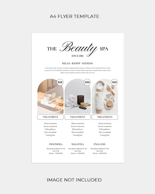 psd a4 beauty spa poster flyer template