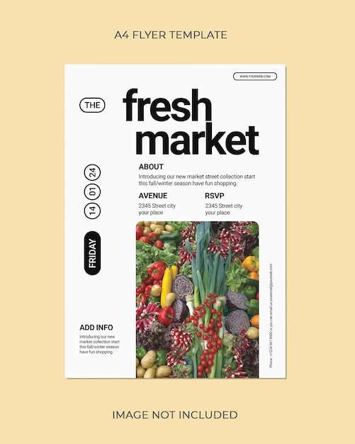 PSD A4 Fresh Market promotion poster flyer template