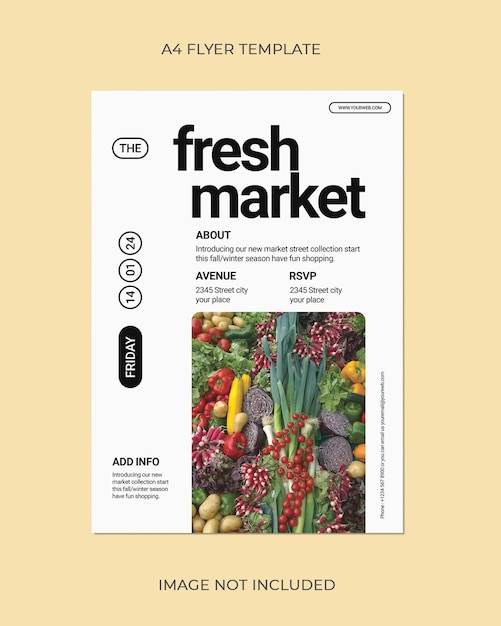 PSD Шаблон флаера рекламного плаката fresh market psd a4