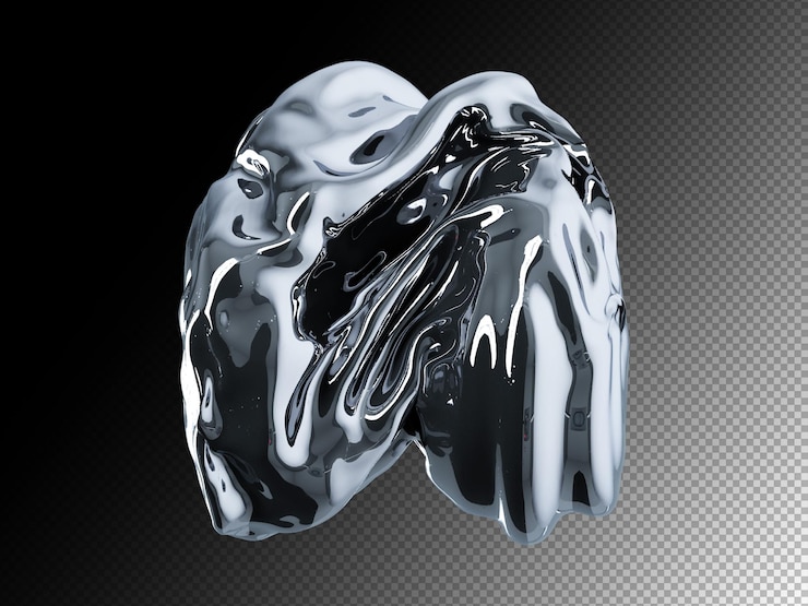 PSD psd abstract 3d shapes rendre in silver color