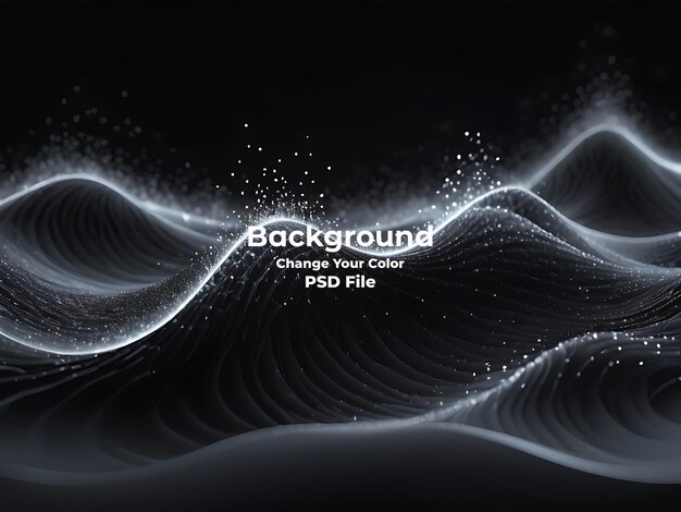 PSD psd abstract black color wave of particles technology carbon line black background