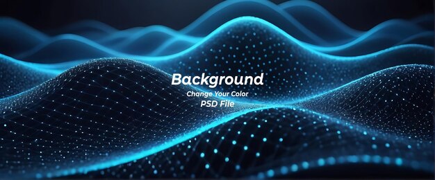 PSD psd abstract blue interweaving of colored dots and lines wave of dots and particles technology