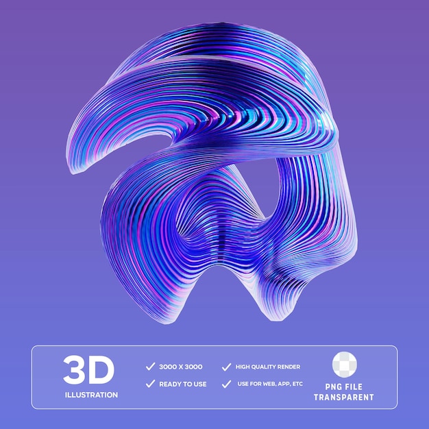 psd abstract blue shape 3d illustration