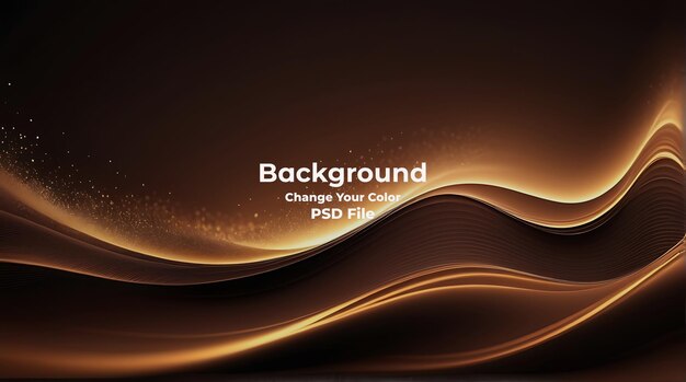 Psd abstract brown background wave particles technology carbon line brown glitter background