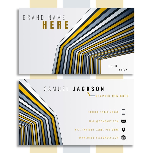 Psd abstract business visiting card template with minimal colorful design element