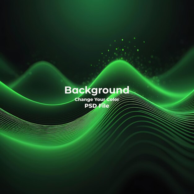 PSD psd abstract green background wave of particles technology background carbon line green background