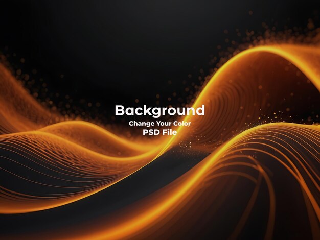 PSD psd abstract orange color wave of particles technology carbon line orange background