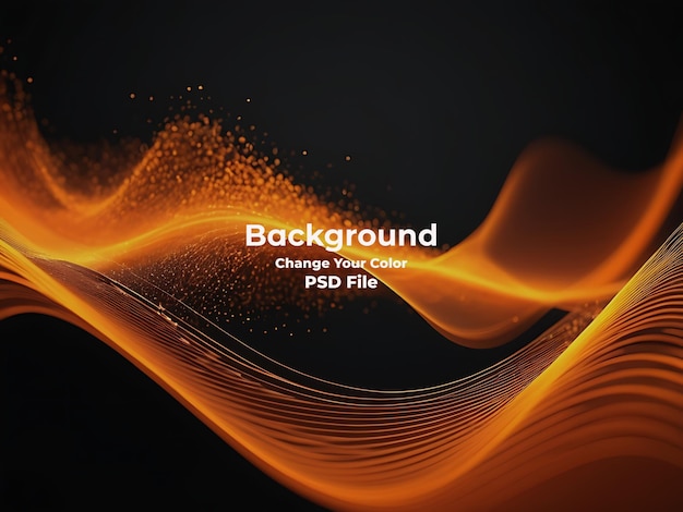 PSD psd abstract orange color wave of particles technology carbon line orange background