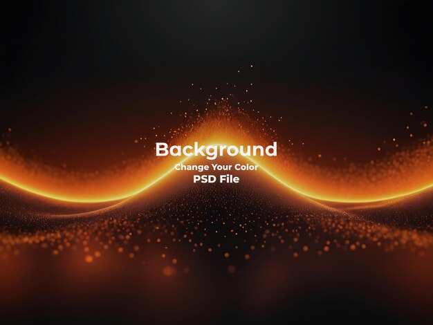 PSD psd abstract orange color wave of particles technology carbon line orange background